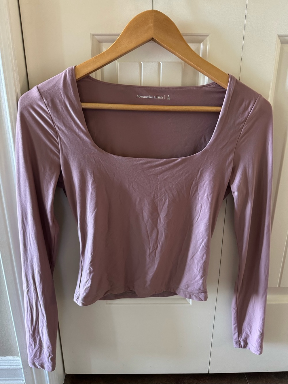 Abercrombie & Fitch Long Sleeve Square Neck Top - Dusty Mauve